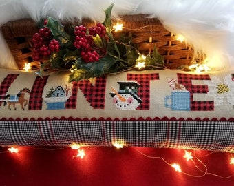 Counted Cross Stitch Pattern, Plaid-demic Winter, Snowmen, Poinsettia, Holiday, Cocoa, Winter Decor, Twin Peak Primitives, PATTERN ONLY