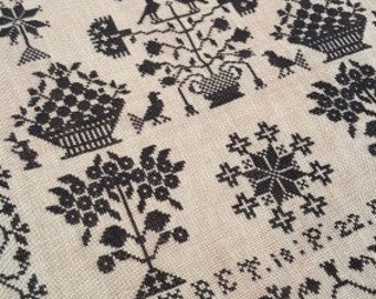 Counted Cross Stitch Pattern, Elisabeth P Doornbos 1822, Reproduction Sampler, Antique Dutch Motifs, Birds, Atelier Soedidee, PATTERN ONLY