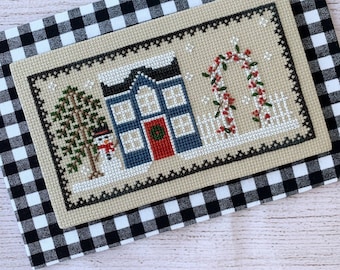 Counted Cross Stitch, Frost House, Cross Stitch Patterns, Winter Decor, Snowman, Snowflakes, Cottage Chic, Little Stitch Girl, PATTERN ONLY