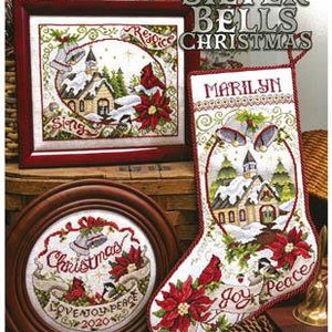 Counted Cross Stitch Pattern, Silver Bells Christmas, Christmas Stocking, Plate, Church, Birds, Stoney Creek, PATTERN SET ONLY