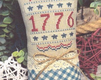 Counted Cross Stitch, 1776, Patriotic, Americana, Pillow Ornament, Bowl Filler, Stars, Summer Decor, Crafty Bluebonnet Designs, PATTERN ONLY