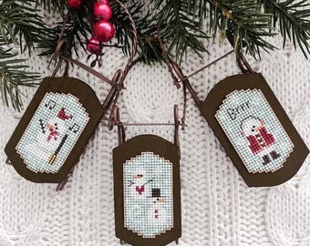 Counted Cross Stitch Pattern, Snow Buddies, Christmas Ornaments, Winter Decor, Cardinal, Mini Sleds, Little House Needleworks, PATTERN ONLY