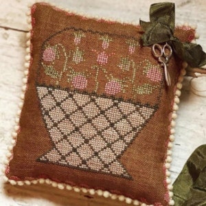 Counted Cross Stitch Pattern, Strawberry Pinkeep & Scissor Fob, Rustic Primitive, Strawberry, Stacy Nash Designs, PATTERN ONLY