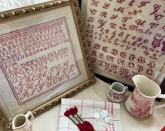 Counted Cross Stitch Pattern, A Collection of Antique Red Samplers, Antique Reproductions, Reproduction Samplers, JBW Designs, PATTERN ONLY