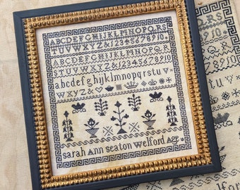 Counted Cross Stitch Pattern, Sarah Ann Seaton, Reproduction Sampler, Scissor Fob, Motifs, Lila's Studio.  PATTERN ONLY