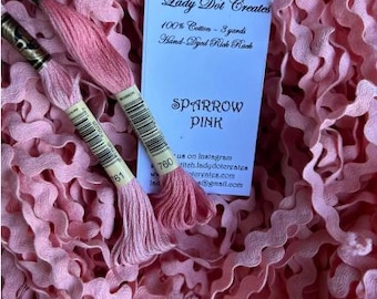 Rick Rack Trim, Sparrow Pink, Lady Dot Creates, Hand Dyed Rick Rack, Cotton Rick Rack Trim, Sewing Notion, Sewing Accessory, Sewing Trim