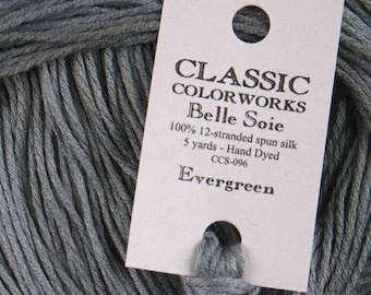 Belle Soie, Evergreen, Classic Colorworks, 5 YARD Skein, Hand Dyed Silk, Embroidery Silk, Counted Cross Stitch, Hand Embroidery Thread