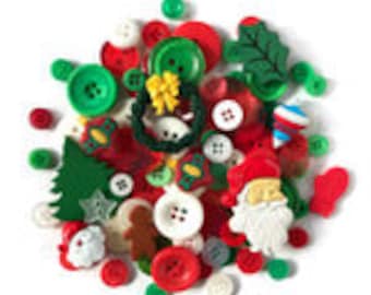 Santa's Grab Bag, Button Grab Bag, Christmas Buttons, 2 Hole Buttons, 4 Hole Buttons, Craft Buttons, Holiday Buttons, Buttons Galore & More