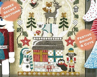 Counted Cross Stitch Pattern, Christmas Snow Globe Set, Christmas Decor, Snowman, Penguin, Santa, Reindeer,  Tiny Modernist, PATTERN ONLY