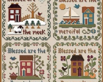 Counted Cross Stitch Pattern, Saltbox Scriptures, Sheep, Saltbox Houses, Scripture, Beatitudes, Little House Needlework, PATTERN ONLY