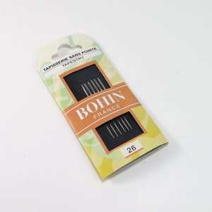 Embroidery Needles, Tapestry Needles, Bohin, #26, Cross Stitch, Embroidery Needles, Crewel Embroidery, Heirloom Embroidery, Round Tip Needle