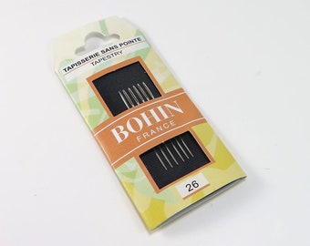 Embroidery Needles, Tapestry Needles, Bohin, #26, Cross Stitch, Embroidery Needles, Crewel Embroidery, Heirloom Embroidery, Round Tip Needle
