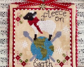 Counted Cross Stitch Pattern, Fleece on Earth, Sheep, Earth, Christmas Decor, Christmas Ornament,  Luminous Fiber Arts, PATTERN ONLY