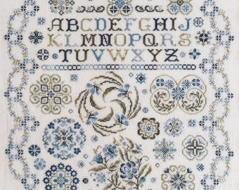 Counted Cross Stitch Pattern, Serendipity, Alphabet Sampler, Floral Motifs, Geometric Design, Karen Kluba, Rosewood Manor, PATTERN ONLY
