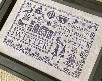 Counted Cross Stitch, Sampler Seasons: Winter, Winter Decor, Winter Motifs, Emily Pengelly, Blueberry Ridge Design, PATTERN ONLY