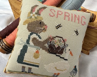 Counted Cross Stitch Pattern, Honey Bunny, Farmhouse Country, Pillow Ornament, Bowl Filler, Spring Decor, Finally A Farmgirl, PATTERN ONLY