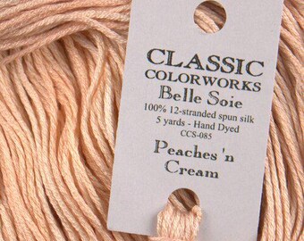 Belle Soie, Peaches 'n Cream, Classic Colorworks, 5 YARD Skein, Hand Dyed Silk, Embroidery Silk, Counted Cross Stitch, Embroidery Thread