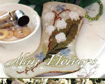 Counted Cross Stitch Pattern, May Flowers, Flower Stockings, Stocking Ornaments, Mother's Day, Blackbird Designs, PATTERN ONLY