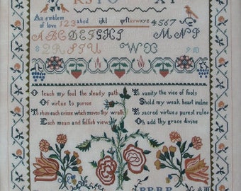 Cross Stitch Pattern, Ruth Passmore 1804, Cross Stitch Sampler, Antique Reproduction, Brandywine, Queenstown Sampler Designs, PATTERN ONLY
