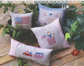 Counted Cross Stitch Pattern, Land of Liberty, Americana, Patriotic, Independence Day, American Flag, Madame Chantilly, PATTERN ONLY