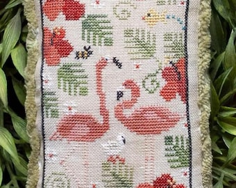 PRE-Order, Counted Cross Stitch Pattern, Tropic Troupe, Summer Decor, Flamingos, Beach,  Paulette Stewart, Plum Street Sampler, PATTERN ONLY