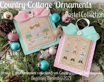 FULL SET, Pastel Collection Ornaments, Counted Cross Stitch, Christmas Decor, Ornaments, Country Cottage Needleworks, Pattern SET Only