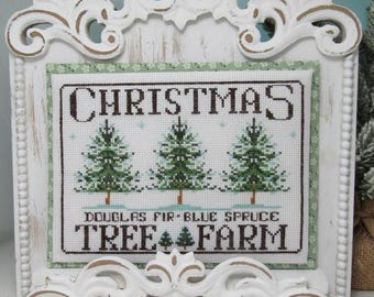 Counted Cross Stitch Pattern, Christmas Market, Market Sign Series, Tree Farm, Douglas Fir, Blue Spruce, KiraLyn's Needlearts. PATTERN ONLY