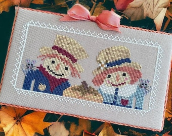 Counted Cross Stitch Pattern, Jack and Josie, Farmhouse Country, Pillow Ornament, Bowl Filler, Fall Decor, Finally A Farmgirl, PATTERN ONLY