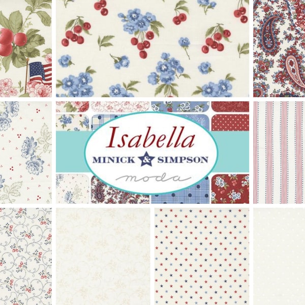 Quilt Fabric, Isabella, Patriotic Fabric, American Flag, Americana, Paisley, Stars, Stripes, Minick & Simpson, Moda Fabrics