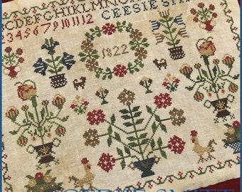 Counted Cross Stitch Pattern, Ceesie Smitt 1822, Reproduction Sampler, Dutch Sampler, Primitive Decor, The Scarlett House, PATTERN ONLY