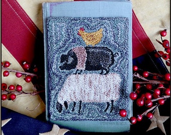 Punch Needle Pattern, Blue Ribbon, Farmhouse Decor, Sheep, Pig, Chicken, Country Rustic, Teresa Kogut, Punch Needle Embroidery, PATTERN ONLY