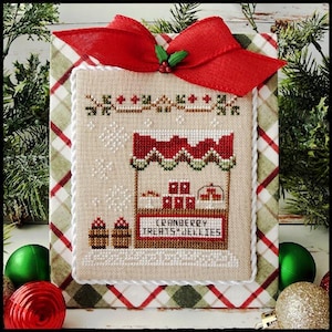 Counted Cross Stitch, Christmas Market, Stocking Stand, Farmer's Market, Evergreens, Holly, Country Cottage Needleworks, PATTERNS ONLY