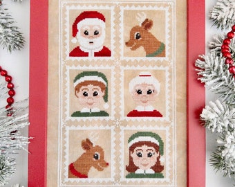 Counted Cross Stitch Pattern, Merry Greetings, Santa, Elves, Reindeer, Christmas Ornament, Luminous Fiber Arts, PATTERN ONLY