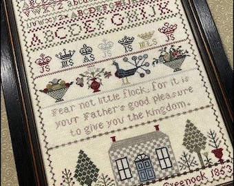 Cross Stitch Pattern, Janet Barr Slater 1853, Antique Reproduction, Reproduction Sampler,  The Scarlett House, PATTERN ONLY