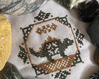 Counted Cross Stitch Pattern, Quirky Quaker Stegosaurus, Dinosaur Motif, Country Rustic, Darling & Whimsy Designs, PATTERN ONLY