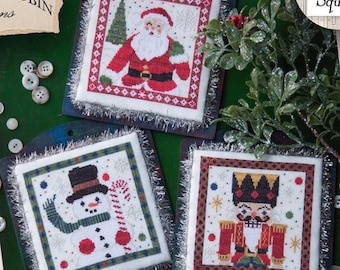 Counted Cross Stitch Pattern, Christmas Square, Pillow Ornaments, Bowl Fillers, Little Robin Designs, PATTERN ONLY