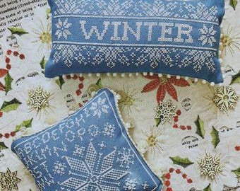 Counted Cross Stitch Pattern, Winter Duo, Winter Decor, Pillow Ornament, Bowl Filler, Snowflakes, Yasmins Made With Love, PATTERN ONLY