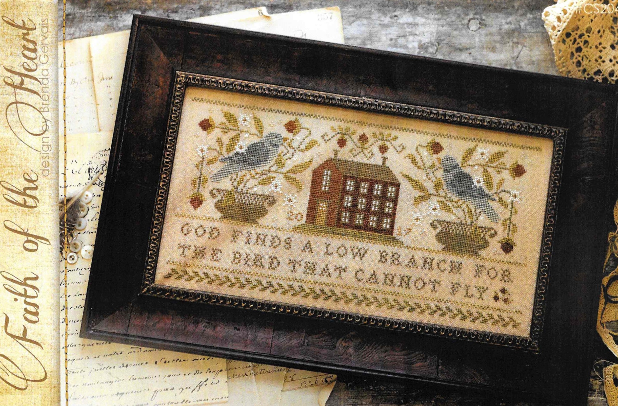 Counted Cross Stitch Pattern, Faith of the Heart, Inspirational, Cross Stitch, Bluebird, Saltbox