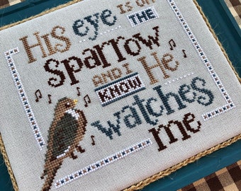 PRE Order, Counted Cross Stitch Pattern, Singing Sparrow, Scriptural Sampler, Inspirational, Hymn Inspired, Sweet Wing Studio, PATTERN ONLY