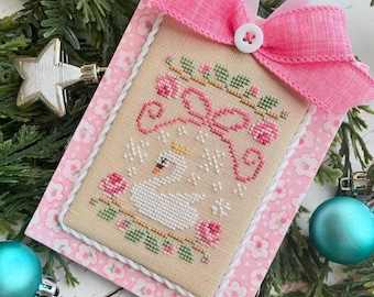 Counted Cross Stitch, Christmas Swan, Pastel Collection, Christmas Decor, Christmas Ornaments, Country Cottage Needleworks, PATTERNS ONLY