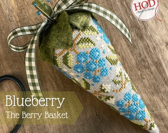 Counted Cross Stitch, Blueberry, The Berry Basket Series, Blueberry Pinkeep, Bowl Filler, Hands On Design, PATTERN ONLY