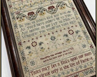 Cross Stitch Pattern, Philadelphia Vine 1755, Antique Reproduction, Reproduction Sampler, The Scarlett House, PATTERN ONLY