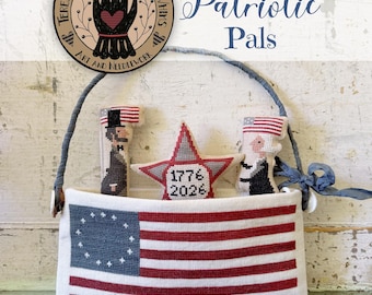 Counted Cross Stitch Pattern, Patriotic Pals, Patriotic Decor, Americana Decor, Teresa Kogut, PATTERN ONLY