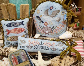 Counted Cross Stitch Pattern, Sardine Thieves, Summer Decor Decor, Pillow Ornament, Bowl Filler, Quaint Rose Needlearts, PATTERN ONLY