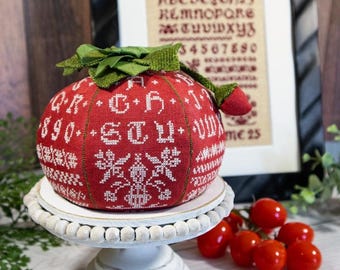 Counted Cross Stitch Pattern, Tomayto Tomahto,  Pillow Ornament, Bowl Filler, Pin Cushion, Needle & Moss, PATTERN ONLY