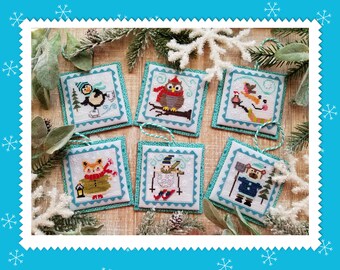 Counted Cross Stitch Pattern, Winter Littles, Winter Decor, Penguin, Owl, Snowman, Fox, Winter, Waxing Moon Designs, PATTERN ONLY
