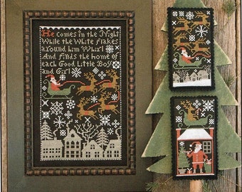 Counted Cross Stitch, Santa's Night, Cross Stitch Patterns, Christmas Decor, Christmas Ornaments, The Prairie Schooler,  PATTERN ONLY