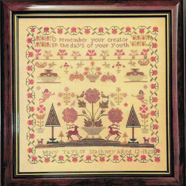 Counted Cross Stitch Pattern, Mary Taylor Stackney 1828, Reproduction Sampler, Antique Reproduction, Lila's Studio, PATTERN ONLY