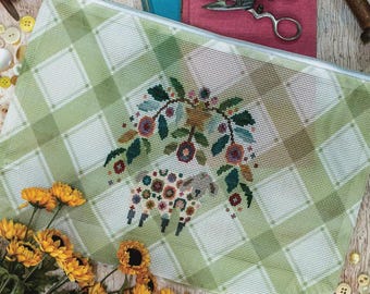 Counted Cross Stitch Pattern, Feeling Sheepish, Spring Decor, Sheep, Star, Floral Motifs, Big Project Mesh Bag, Kim Diehl, PATTERN ONLY