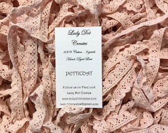 Cotton Lace Trim, Petticoat, Lady Dot Creates, Hand Dyed Lace, Cotton Lace, Brown Lace, Sewing Notion, Sewing Accessory, Sewing Trim